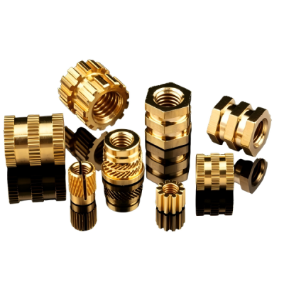 H59 Knurled Brass Insert Nuts, Custom Mold-in Brass Inserts